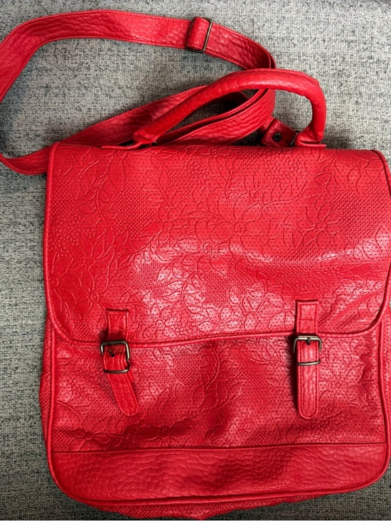 Mark Lifey Handbags - Vintage Mark Lifey Red Embossed Poly Floral Messenger Satchel Crossbody